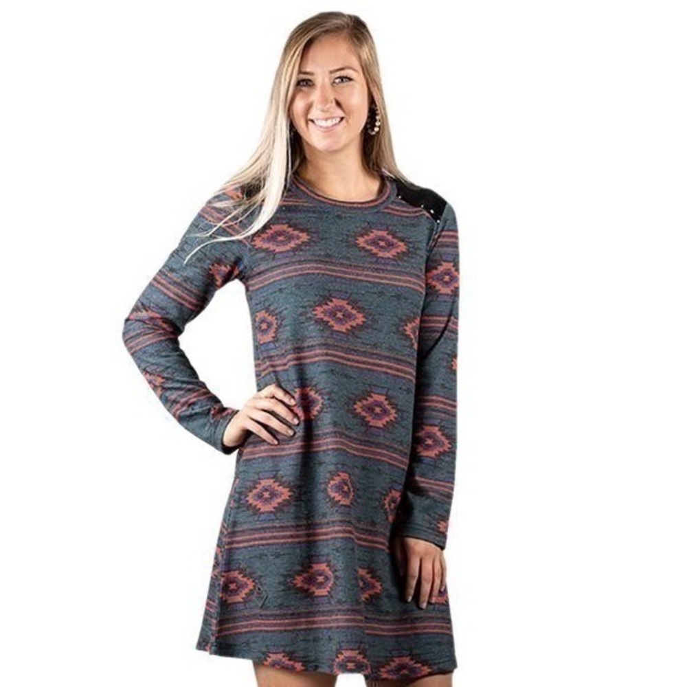NWT Simply Southern tribal print sequin dress